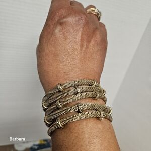 Vintage Is 5-Strand Gold-tone Mesh Rope Bracelet with Crystal Embellishments